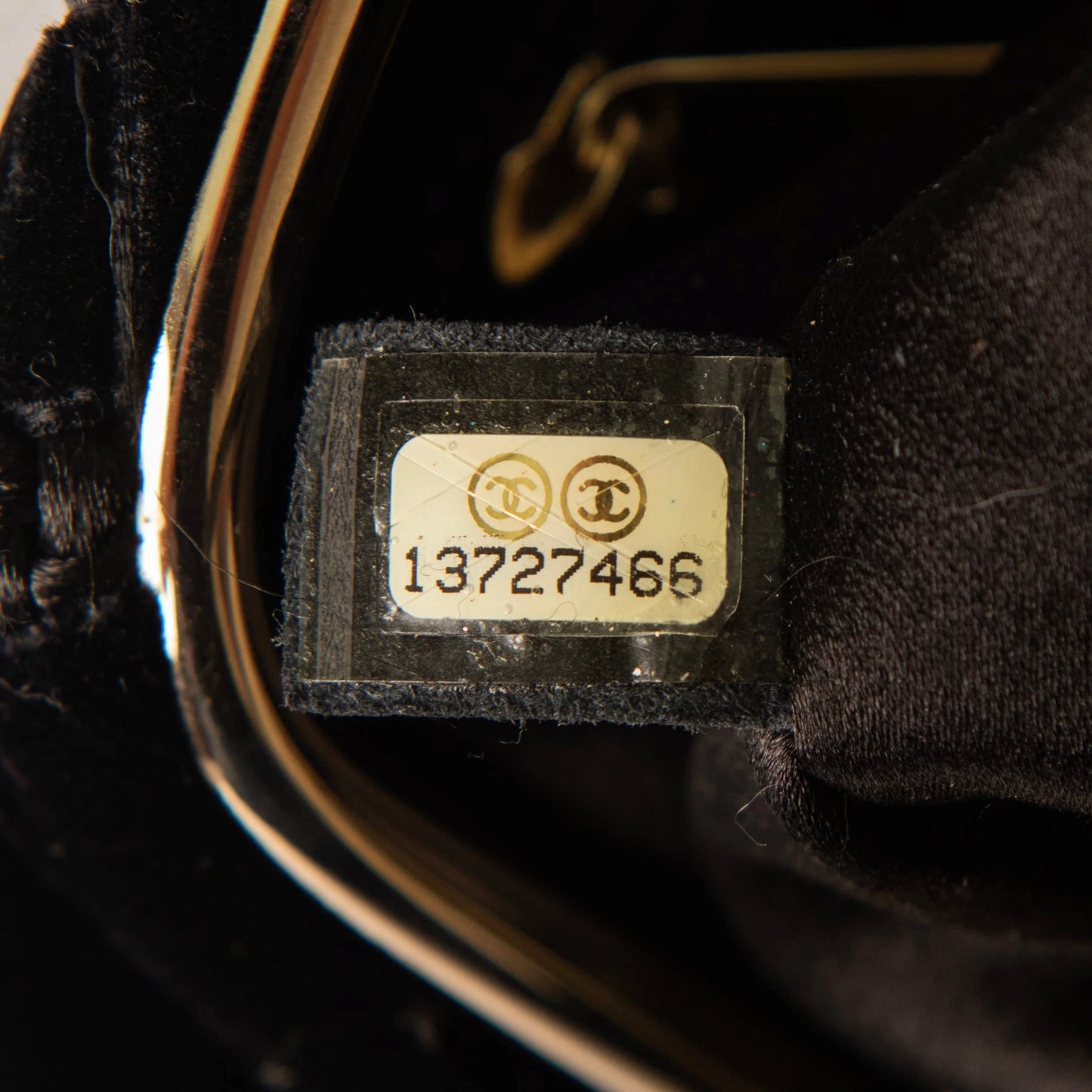 Chanel Black Velvet with Champagne Metal Evening Bag/Pouch
