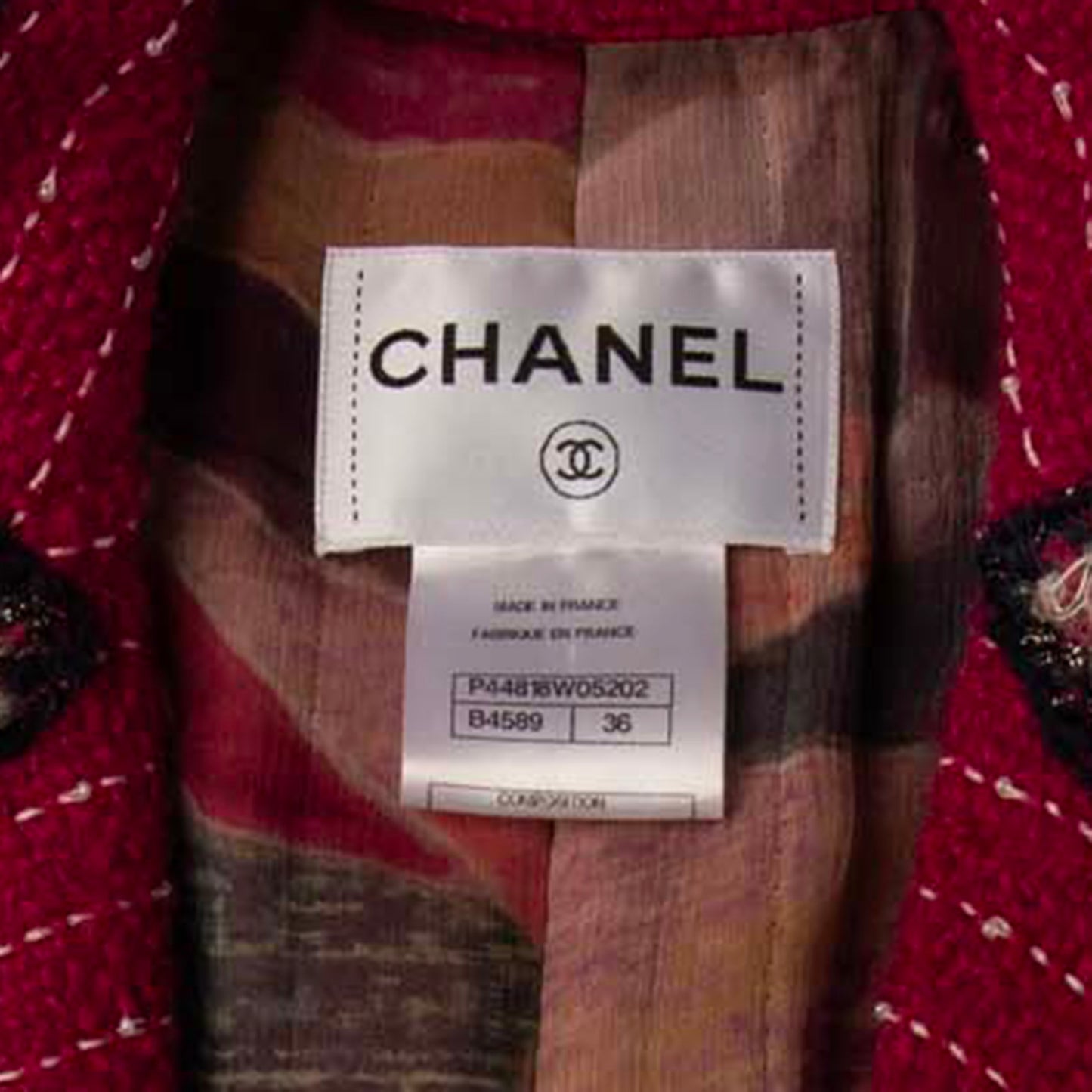 Chanel Burgundy Tweed Jacket with Multicolor Trim