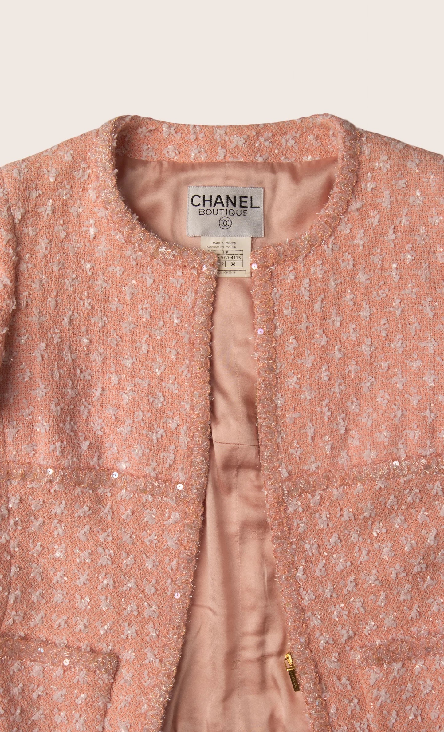 Chanel Pink Tweed Jacket and Skirt Set