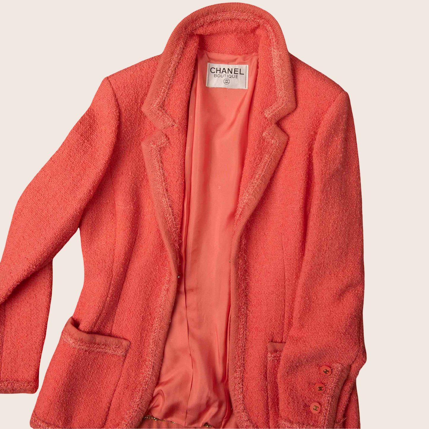 Chanel Tailored Coral Bouclé Jacket