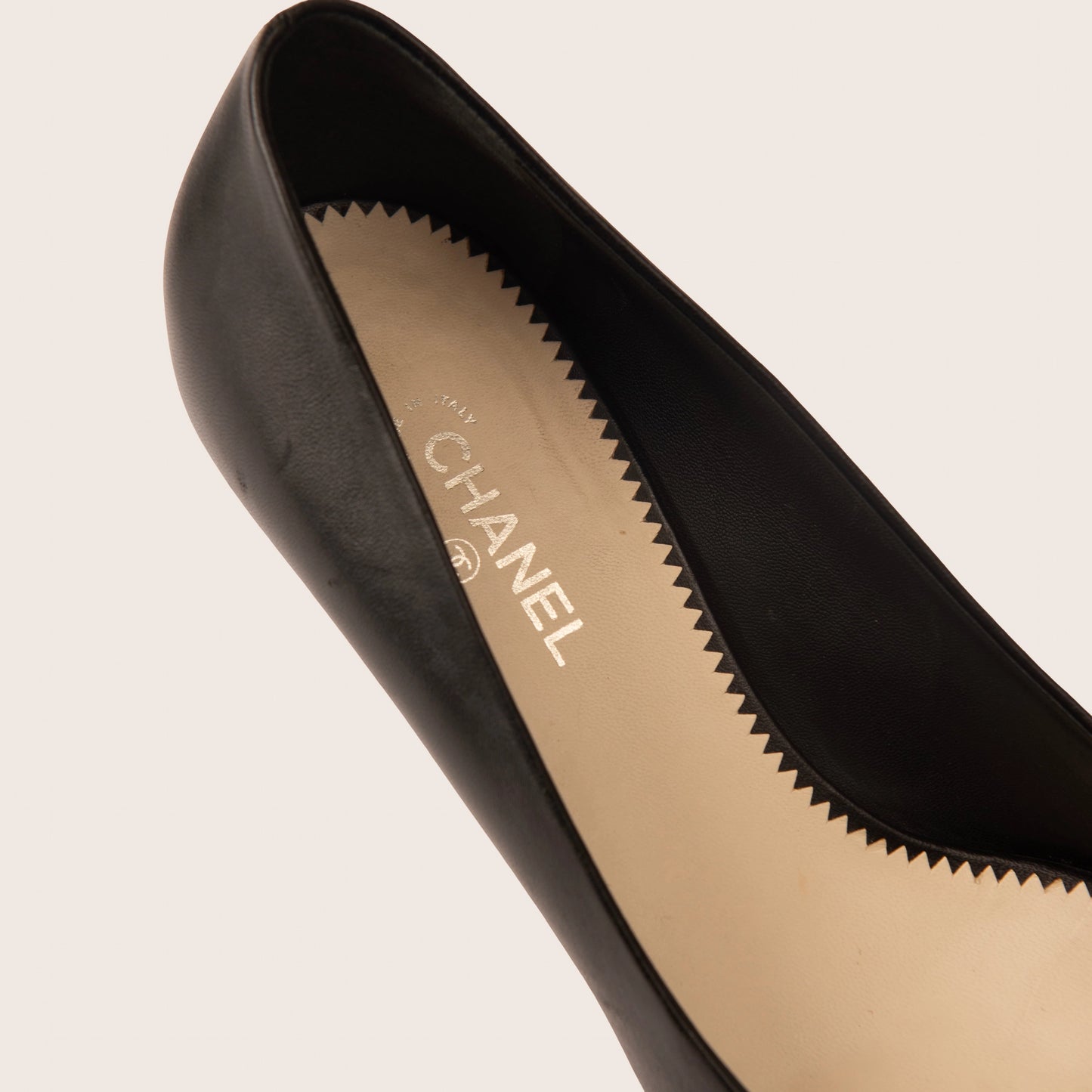 Chanel Black Leather Kitten Heel Pumps