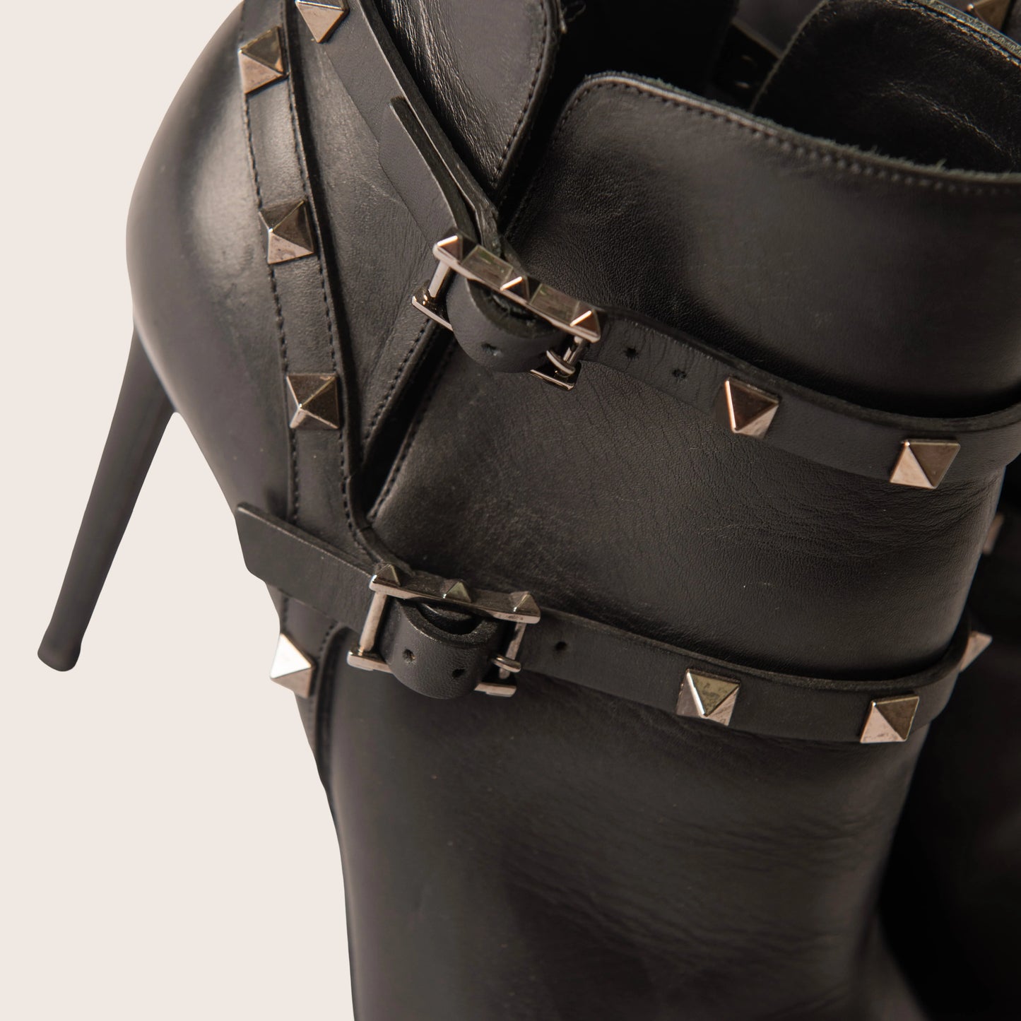 Valentino Black Leather Rockstud Ankle Boots