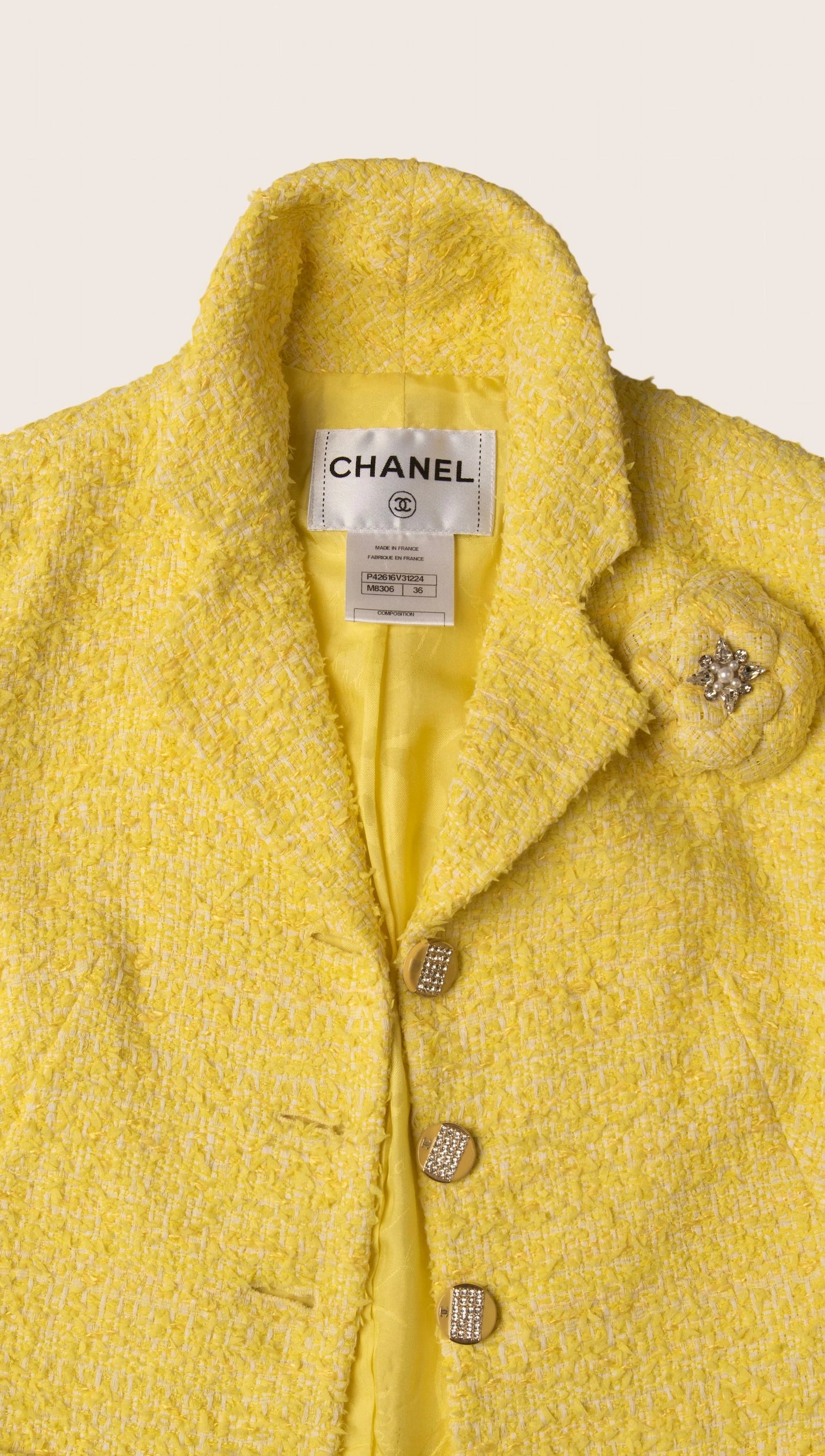 Chanel Yellow Tweed Jacket with Skirt