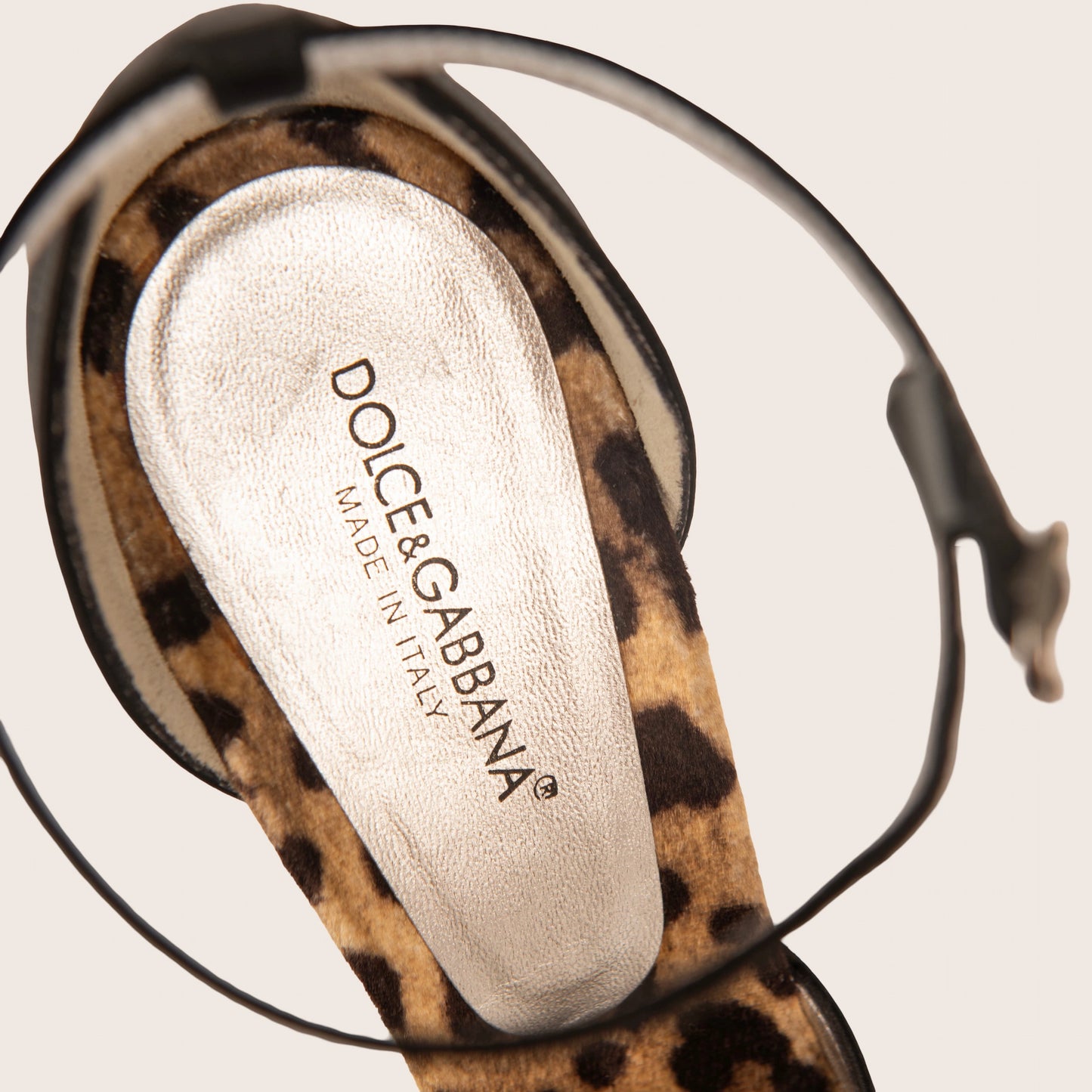 Dolce & Gabbana Black Satin Sandals with Crystal-Embellished Strap