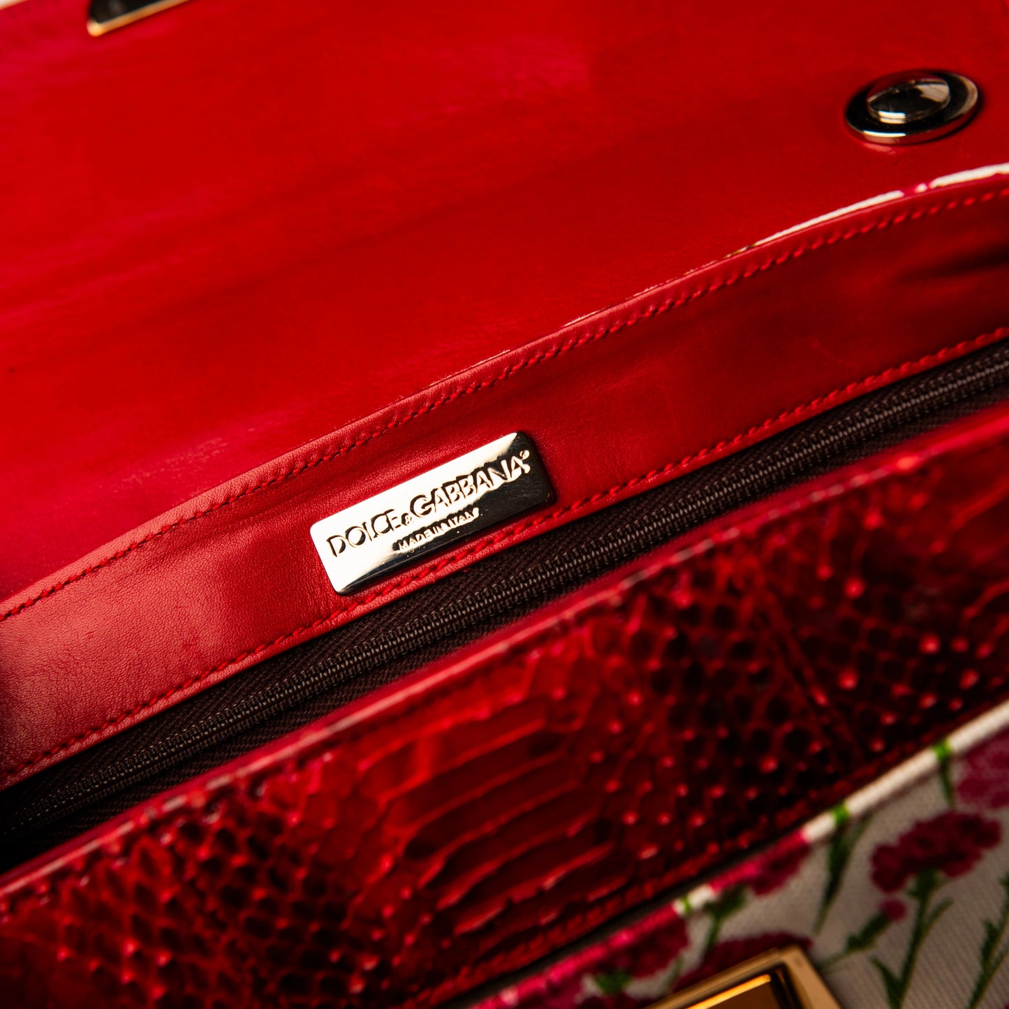 Dolce & Gabbana Multicolor Tweed & Floral Print Shoulder Bag