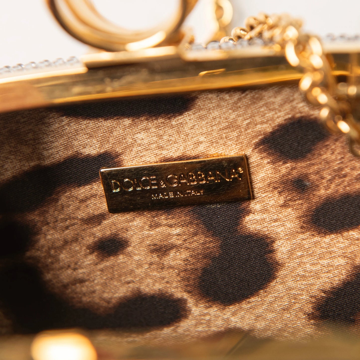 Dolce & Gabbana Silver Crystal Ring Detail Clutch