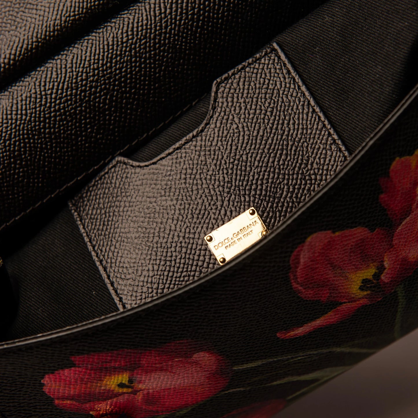Dolce & Gabbana Black Multicolor Floral Print Sicily Bag