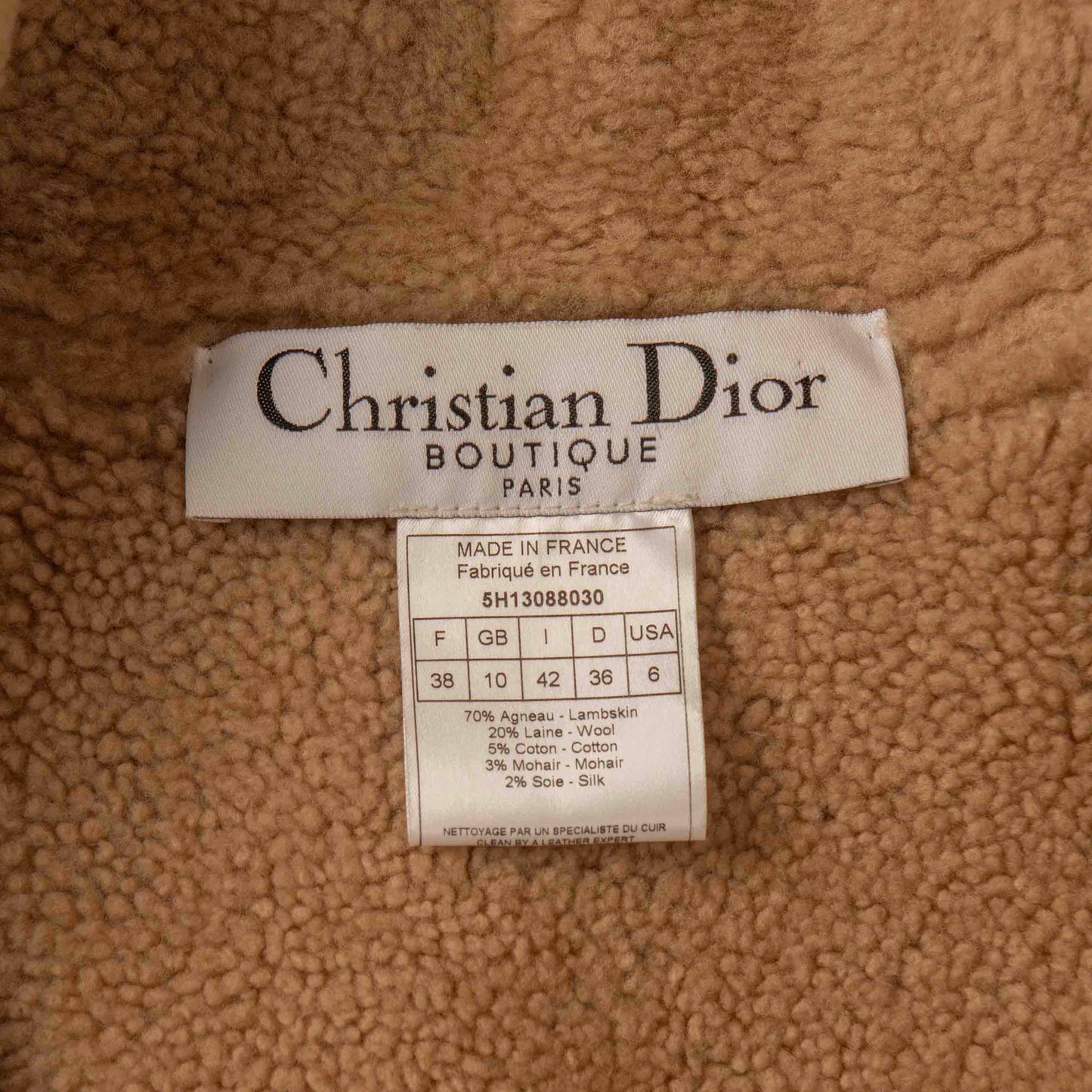 Dior Shearling Coat with Satin Ribbon Details