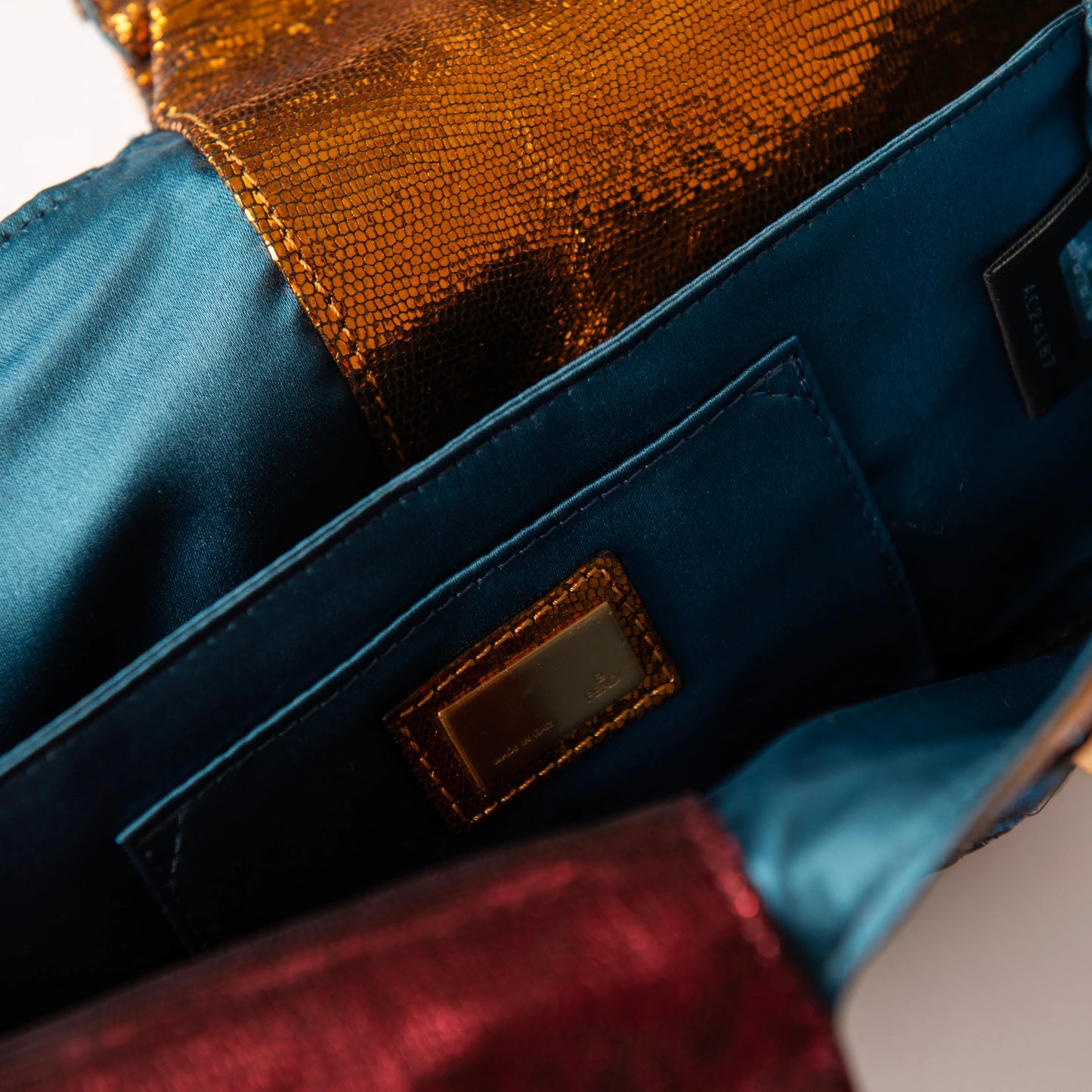 Fendi Flip Embroidered Canvas Clutch