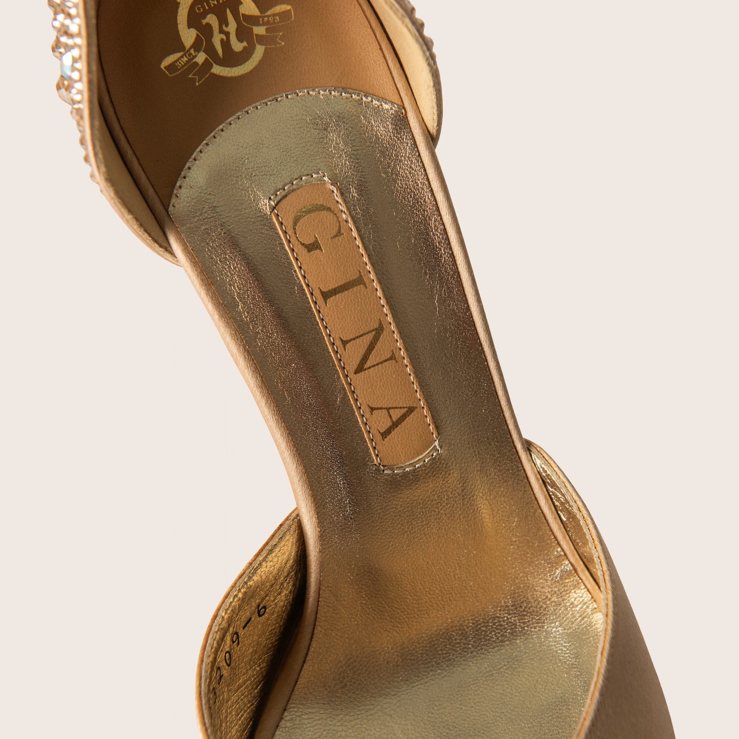 Gina Rose Gold Satin Crystal Embellished Peep Toe Platform Pumps