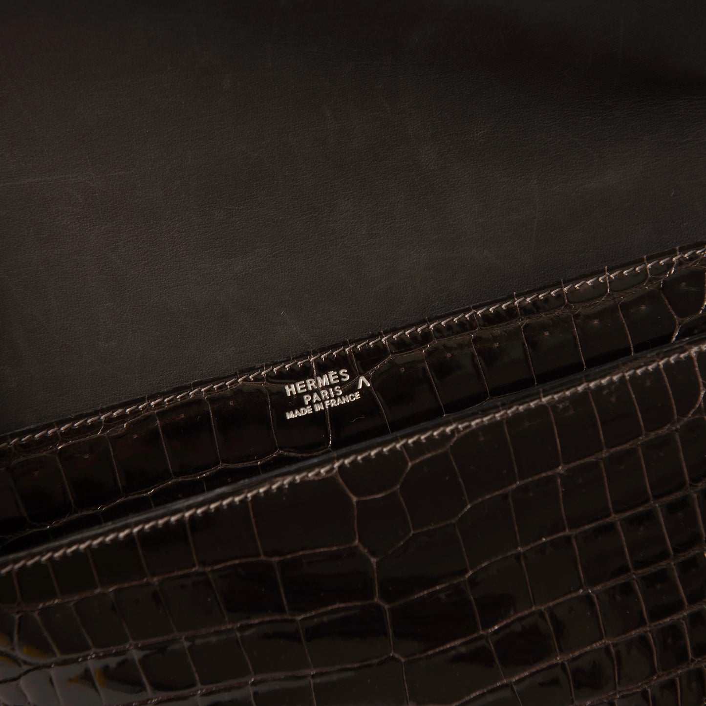 Hermès Medor Clutch in Black Shiny Crocodile Leather with Palladium Hardware
