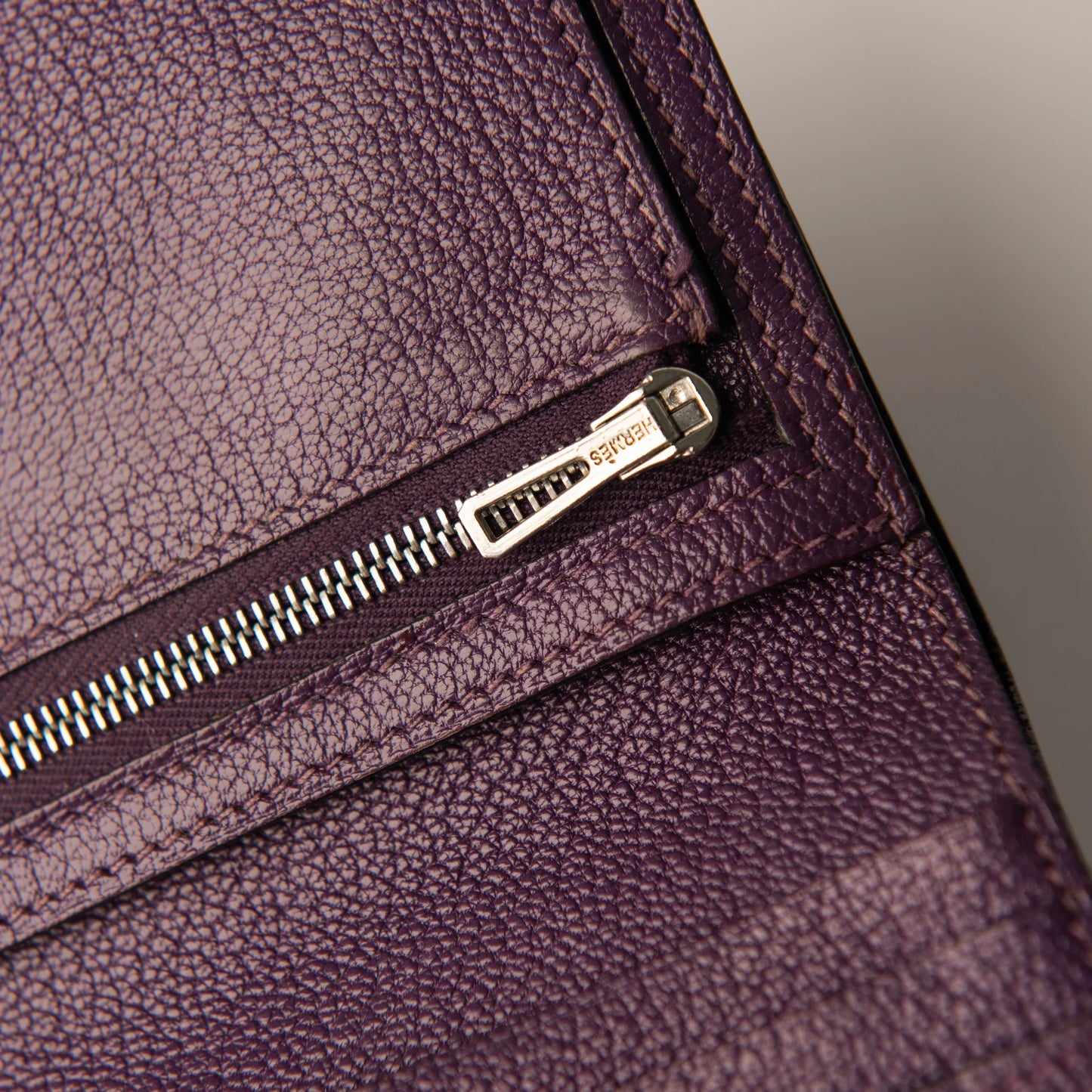 Hermès Purple Ostrich Leather Wallet