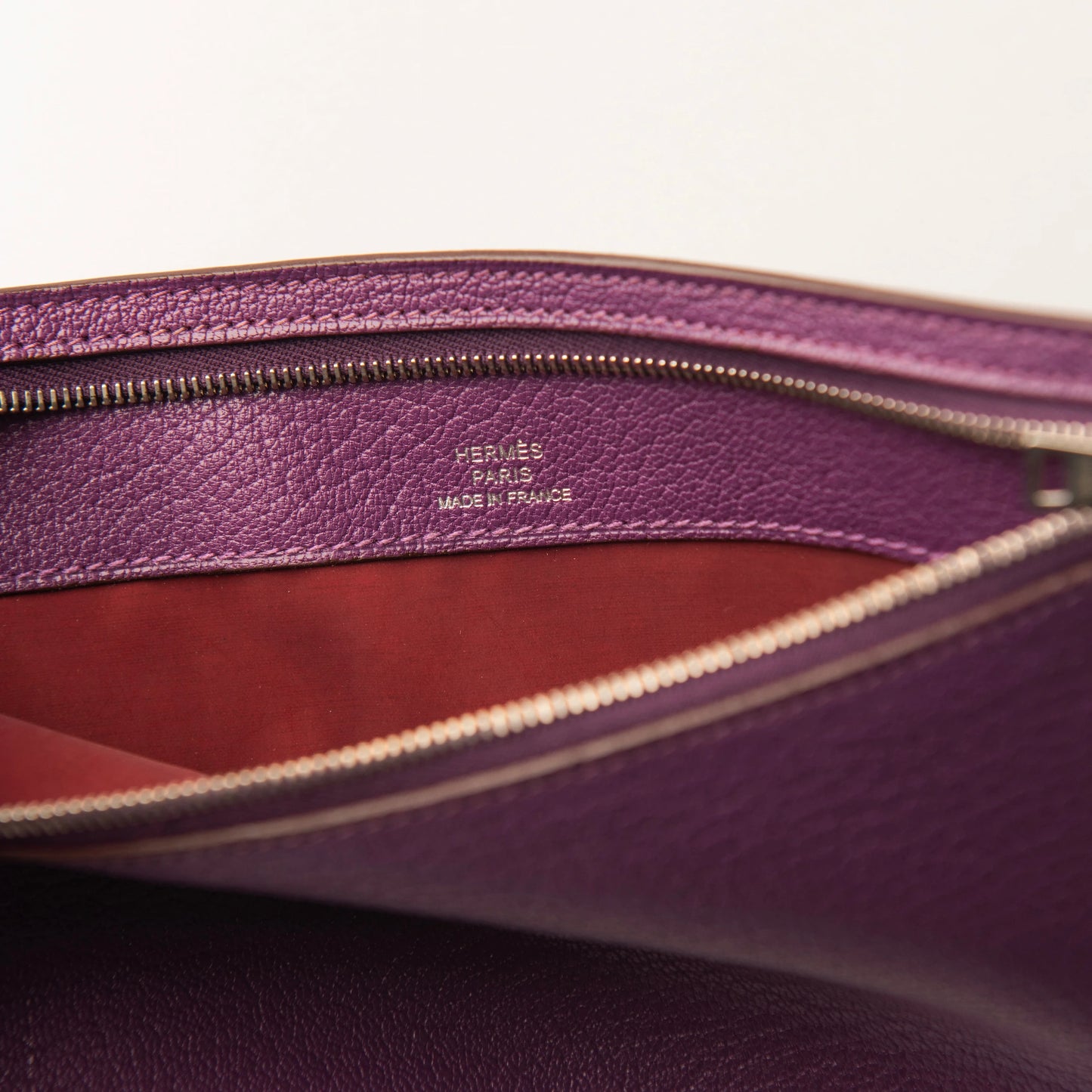 Hermès Purple Leather Zip Pouch