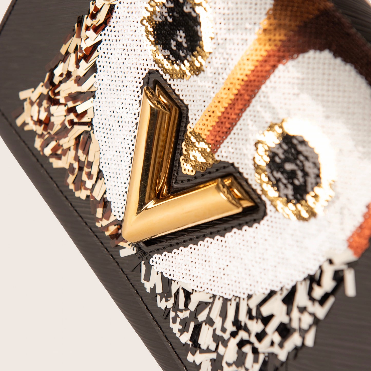 Louis Vuitton Black Epi Leather Sequin Owl MM Twist Bag