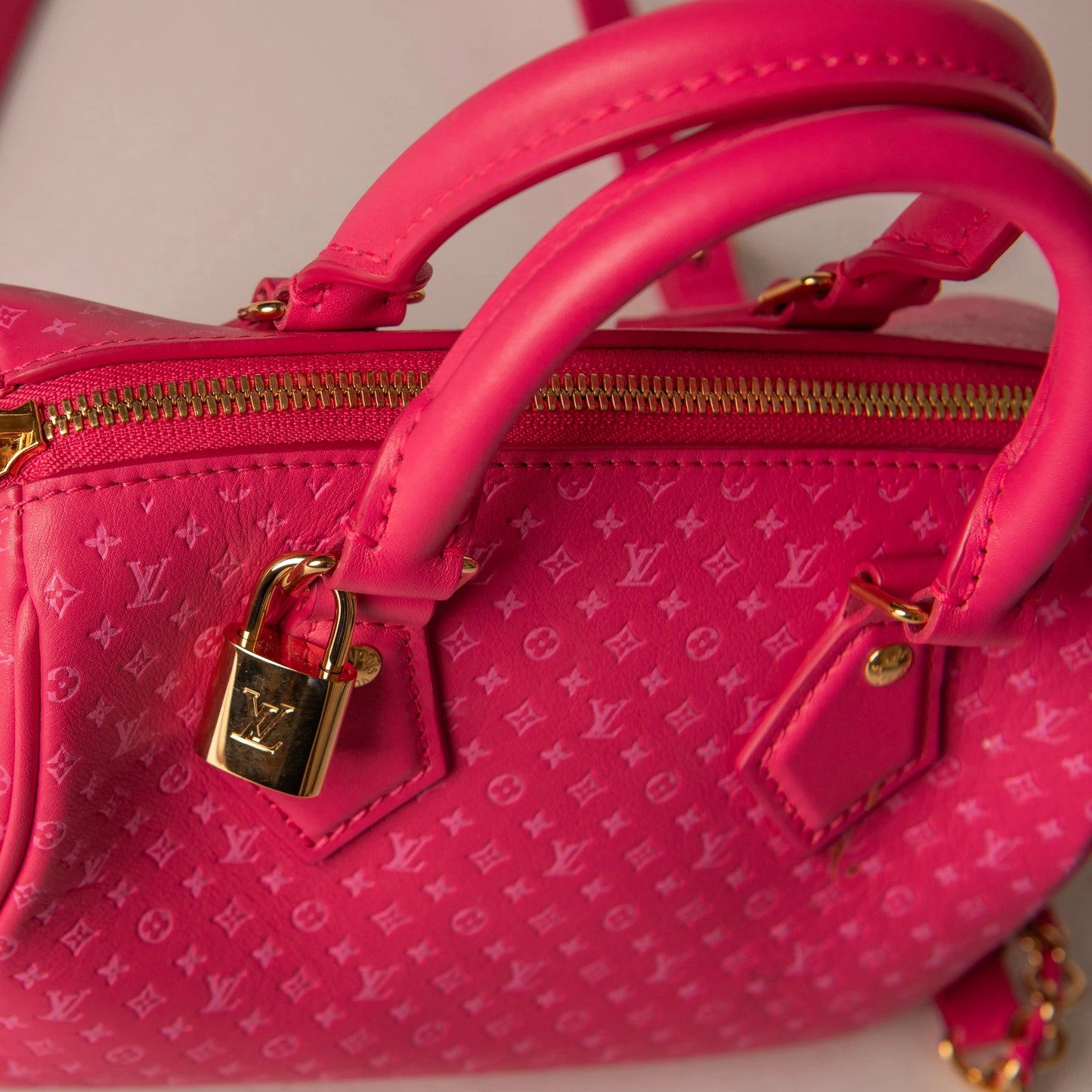 Louis Vuitton Rose Monogram Nanogram Speedy Bandoulière 20