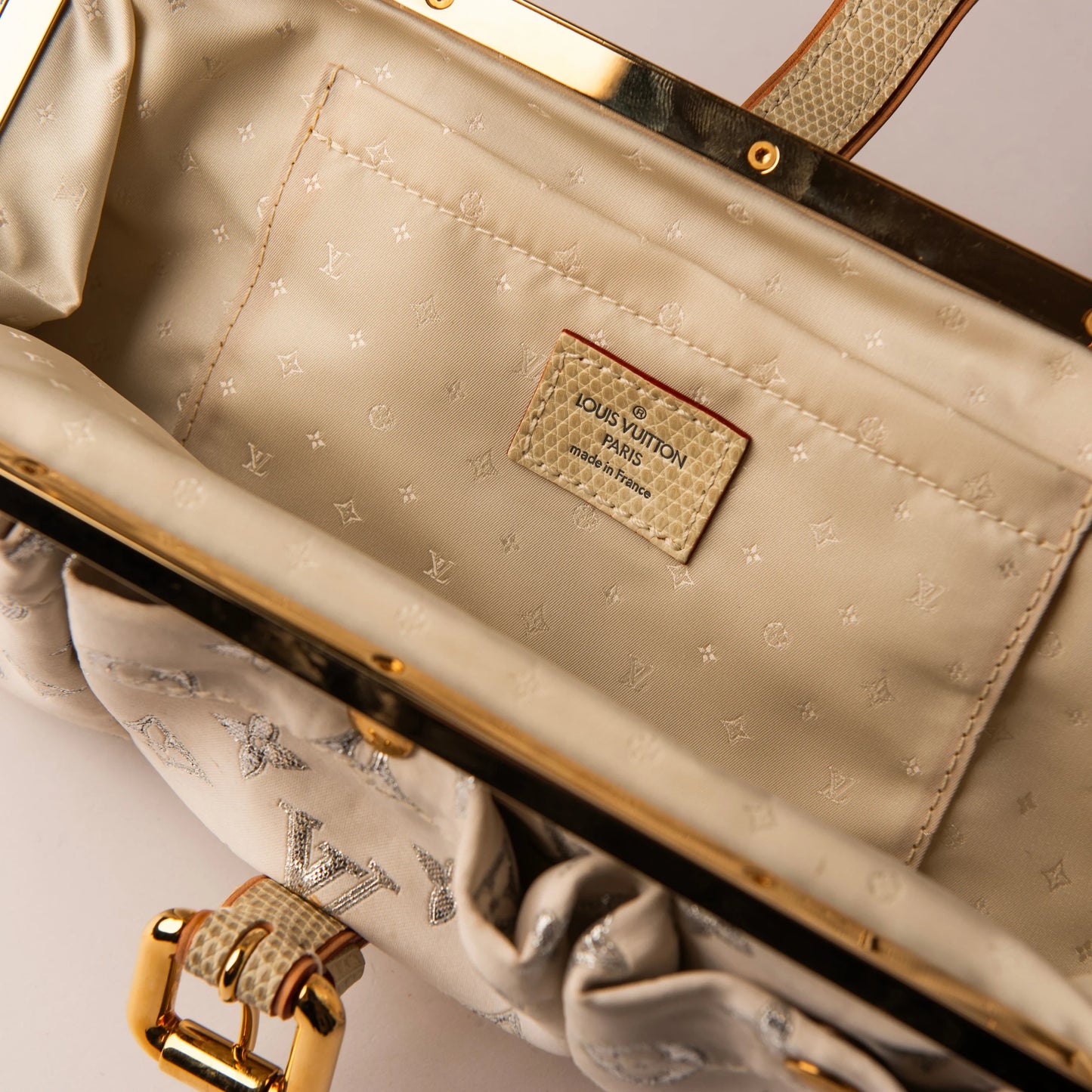 Louis Vuitton Limited Edition Satin & Lizard Frame Bag