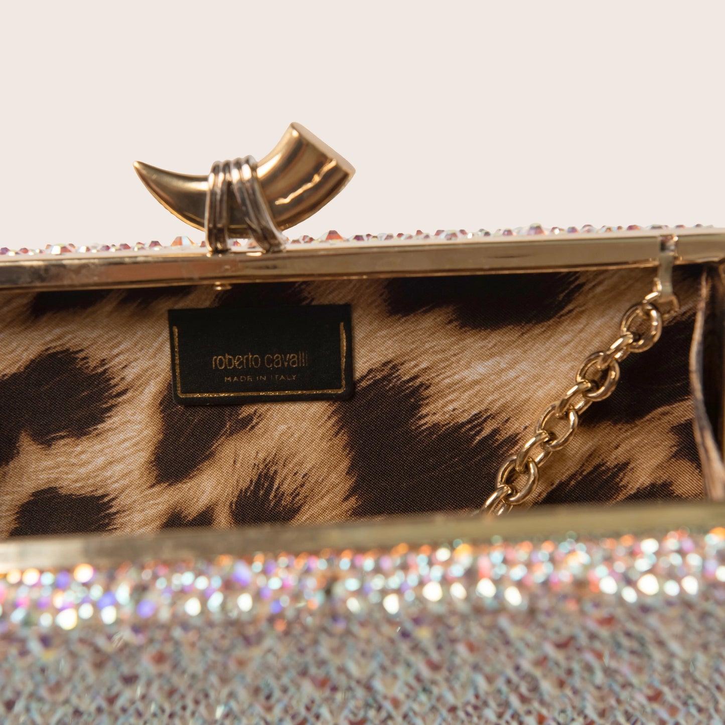 Roberto Cavalli Multicolour Clutch in Glitter Rhino Clasp