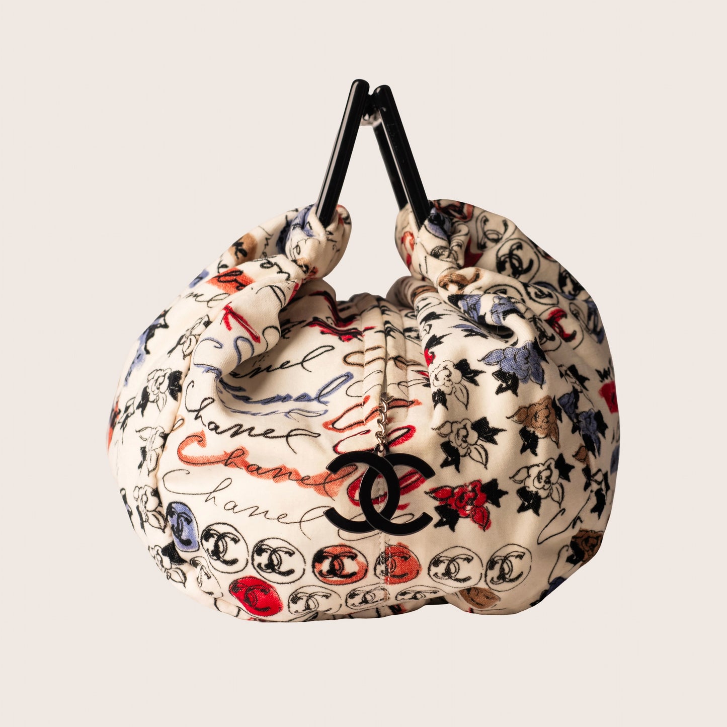 Chanel Camellia Handle Bag in Multicolor Velour
