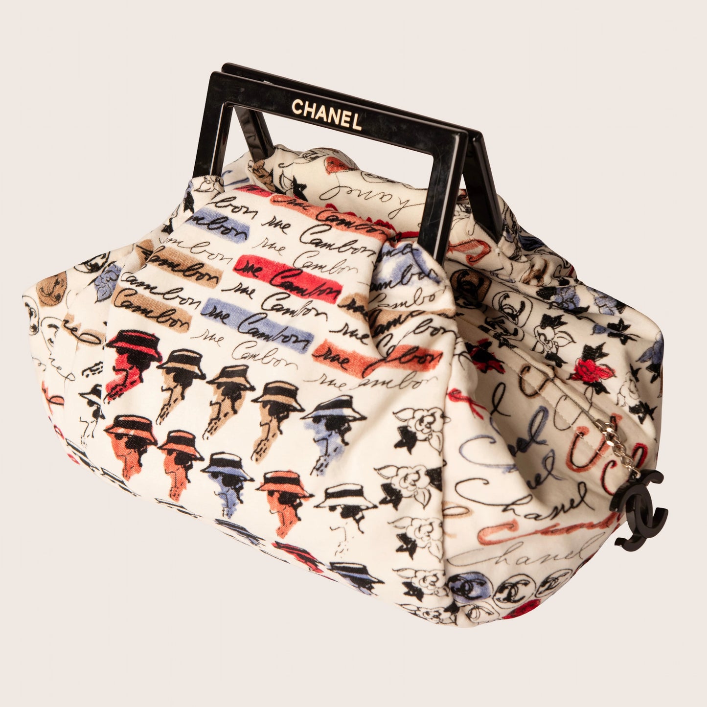 Chanel Camellia Handle Bag in Multicolor Velour