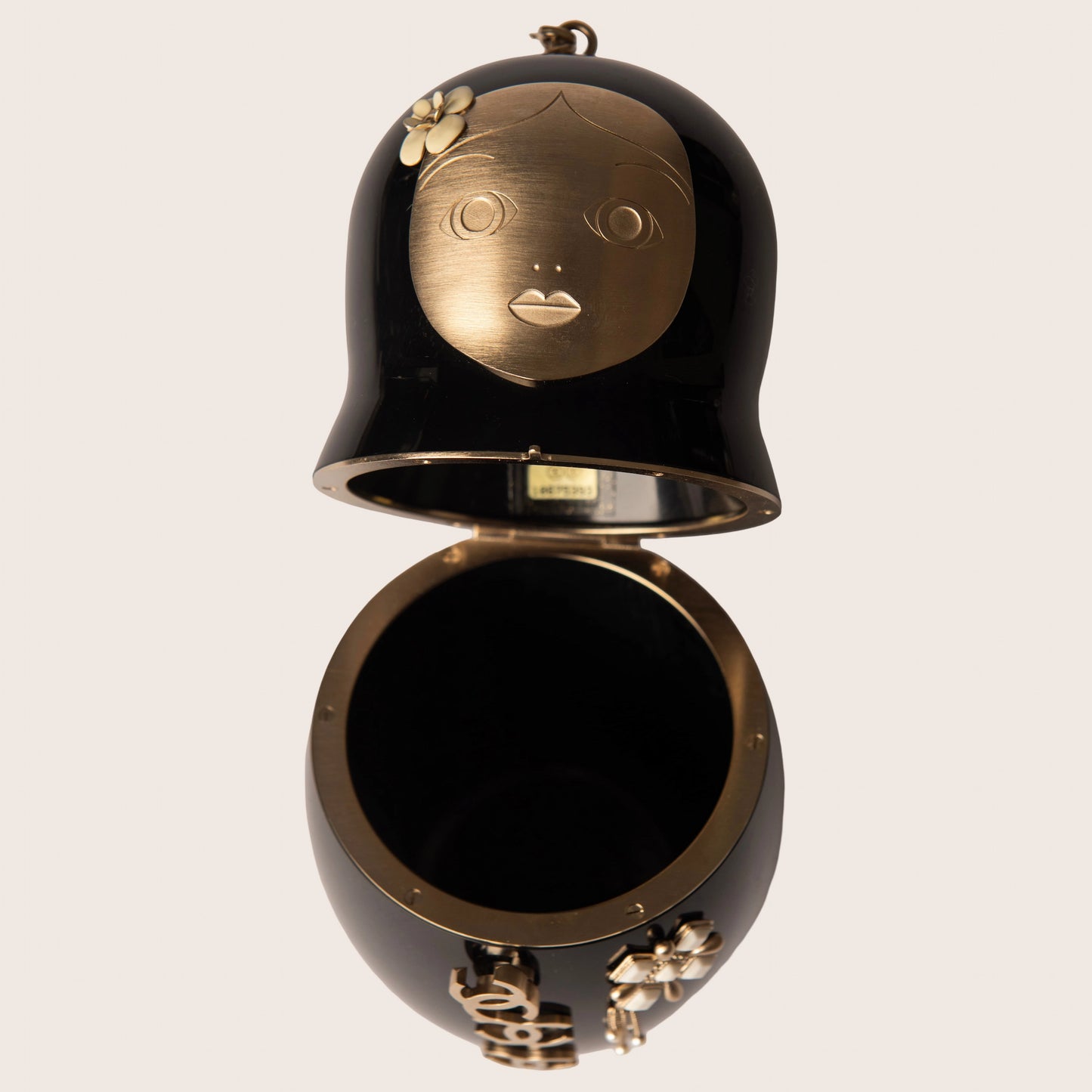 Chanel Black Resin Paris-Moscow Matryoshka Doll Minaudiere Wristlet Bag