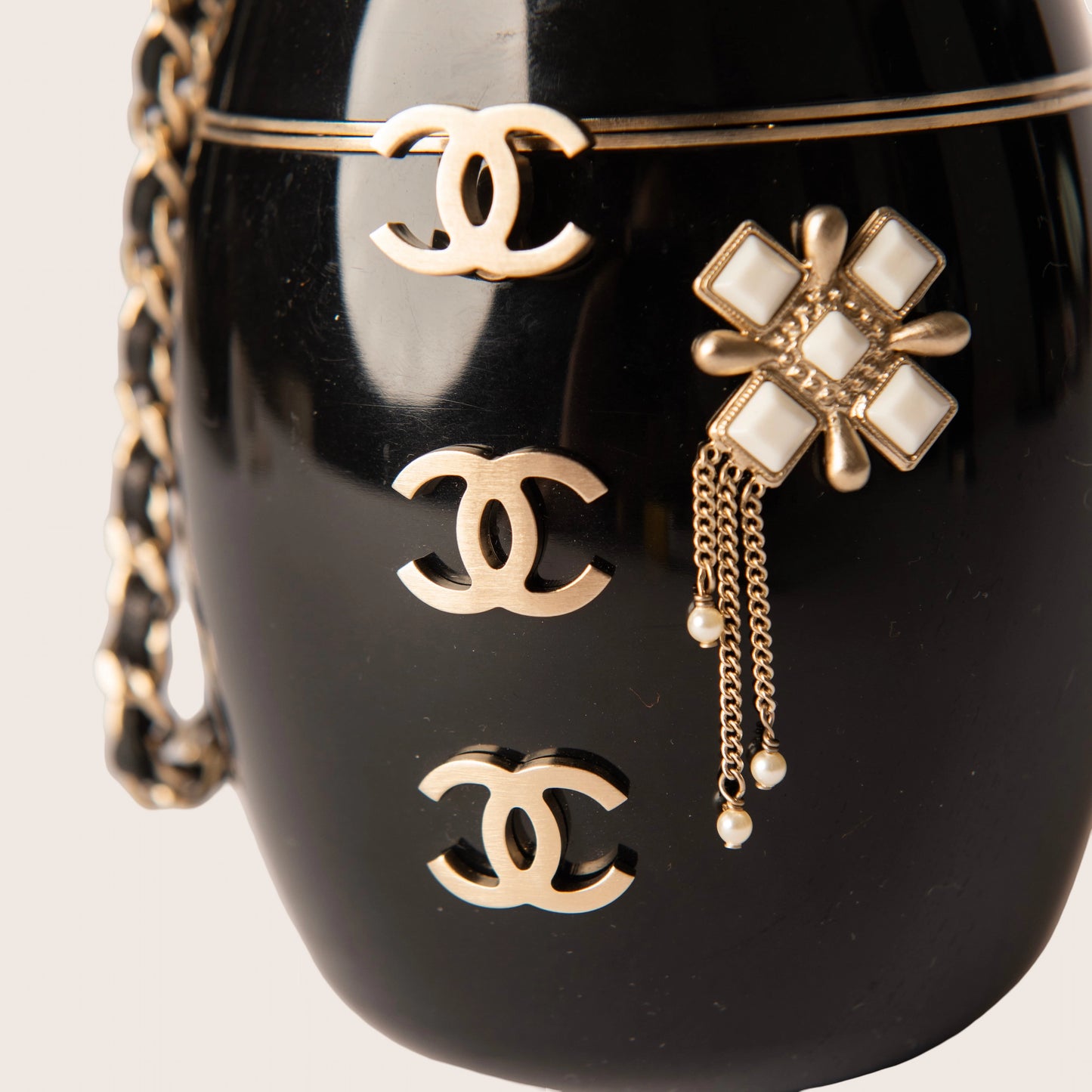 Chanel Black Resin Paris-Moscow Matryoshka Doll Minaudiere Wristlet Bag