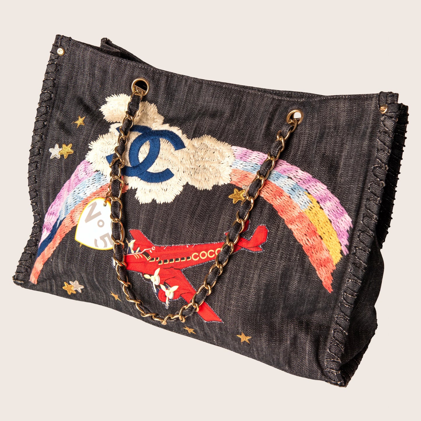 Chanel 2006 Airplane Denim Chain Tote