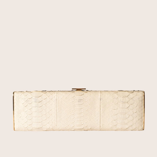 Chanel White Python Rectangular Clutch