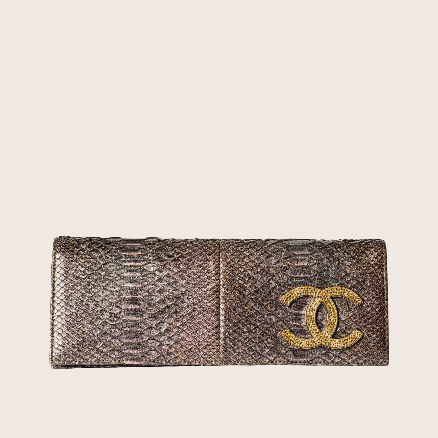 Chanel Python Leather and Gold CC Flap Wallet