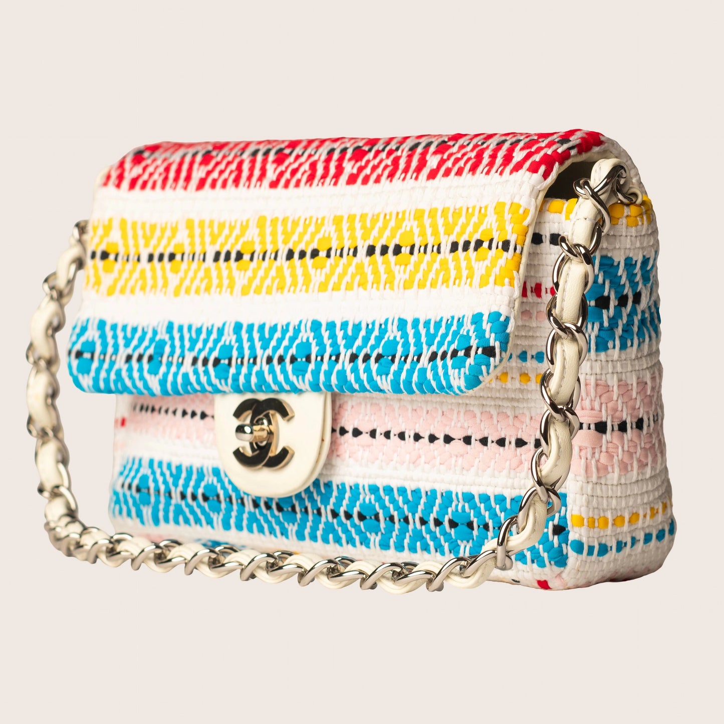 Chanel CC Chain Flap Tribal Print Woven Fabric