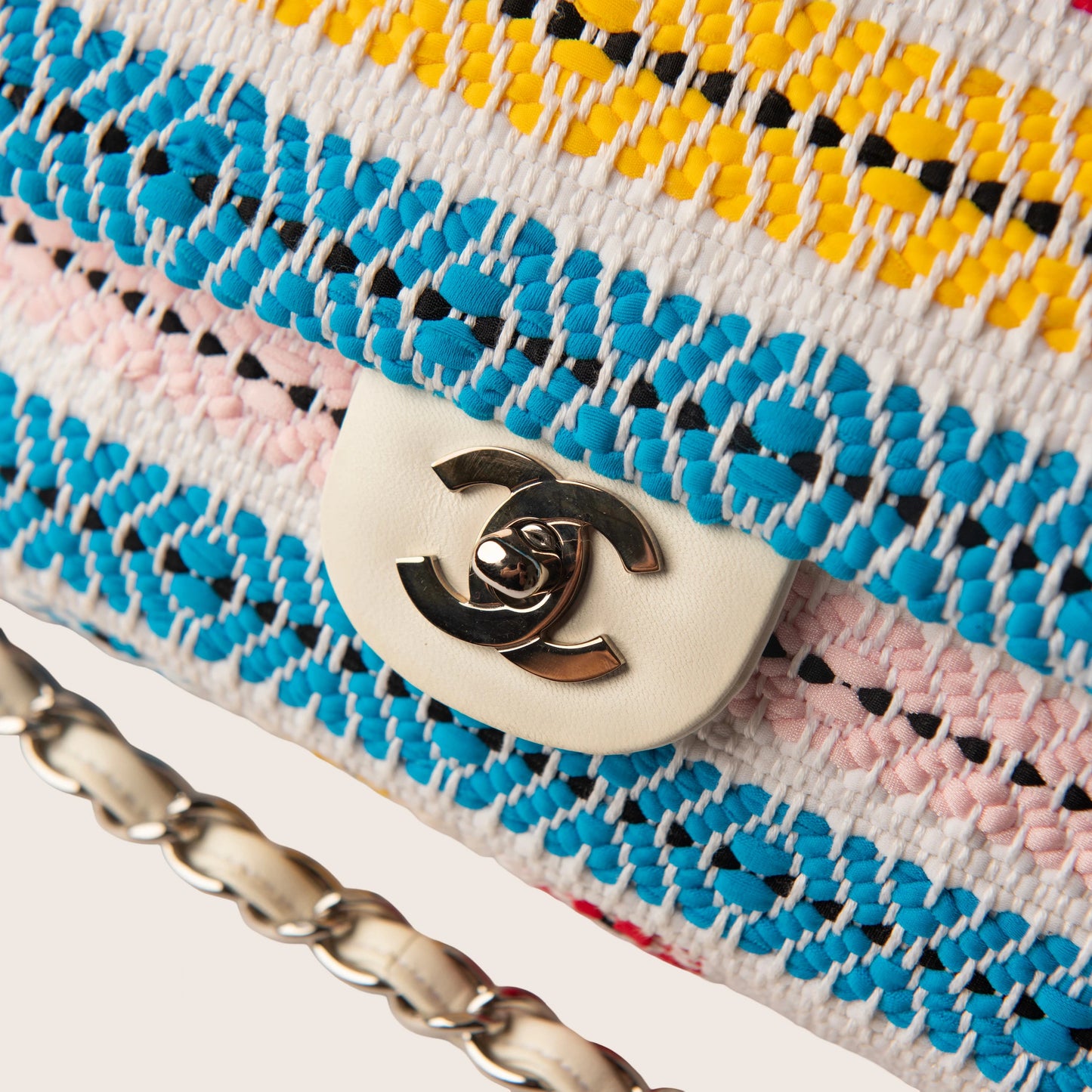 Chanel CC Chain Flap Tribal Print Woven Fabric