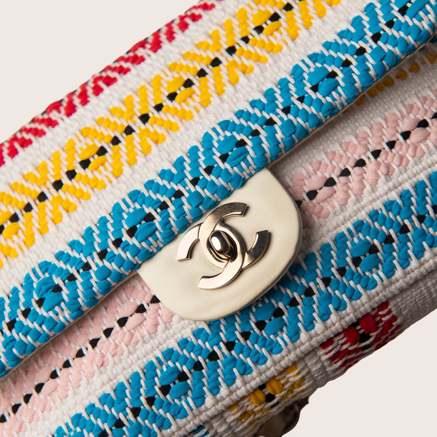 Chanel CC Chain Flap Tribal Print Woven Fabric