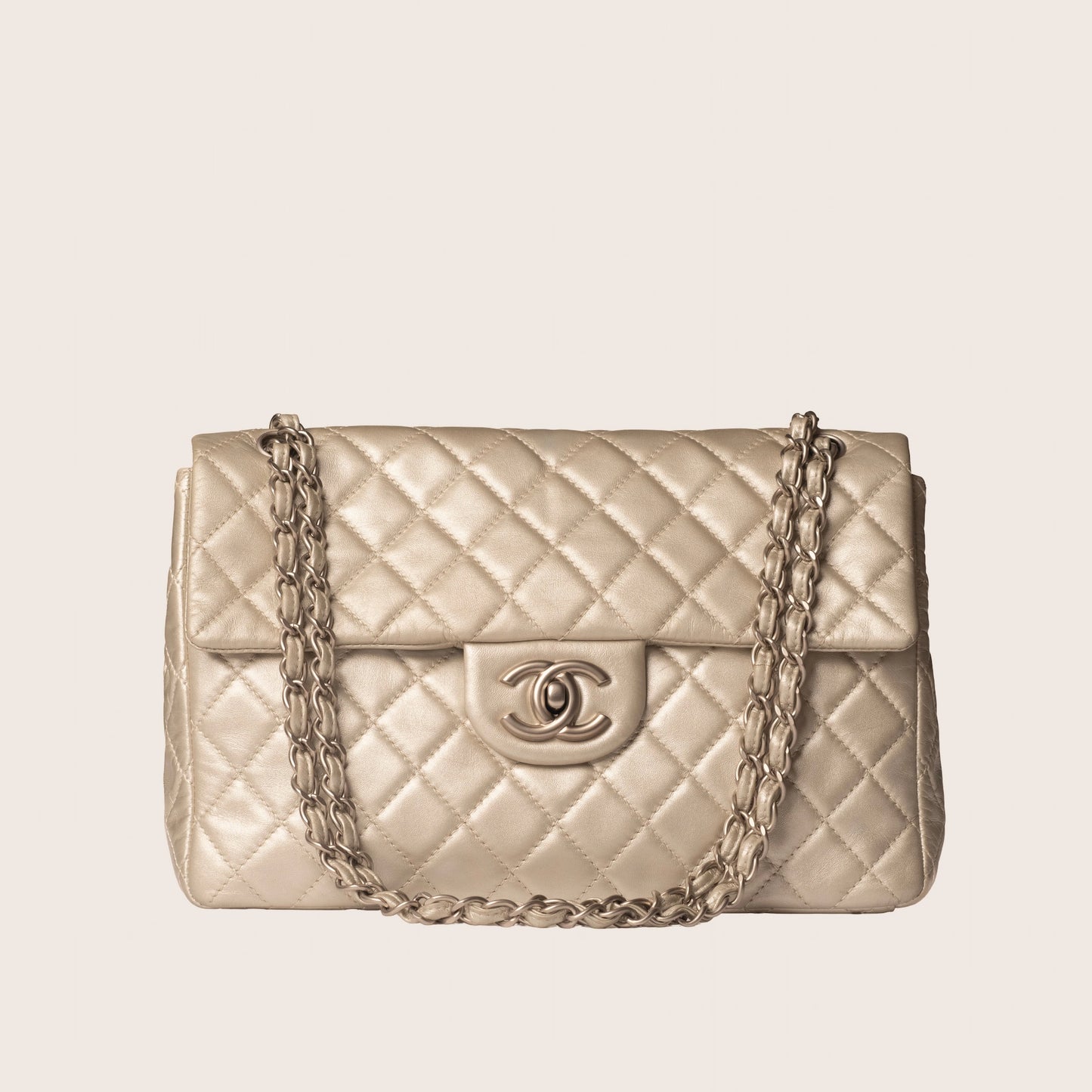 Chanel Vintage Silver Quilted Leather Flap