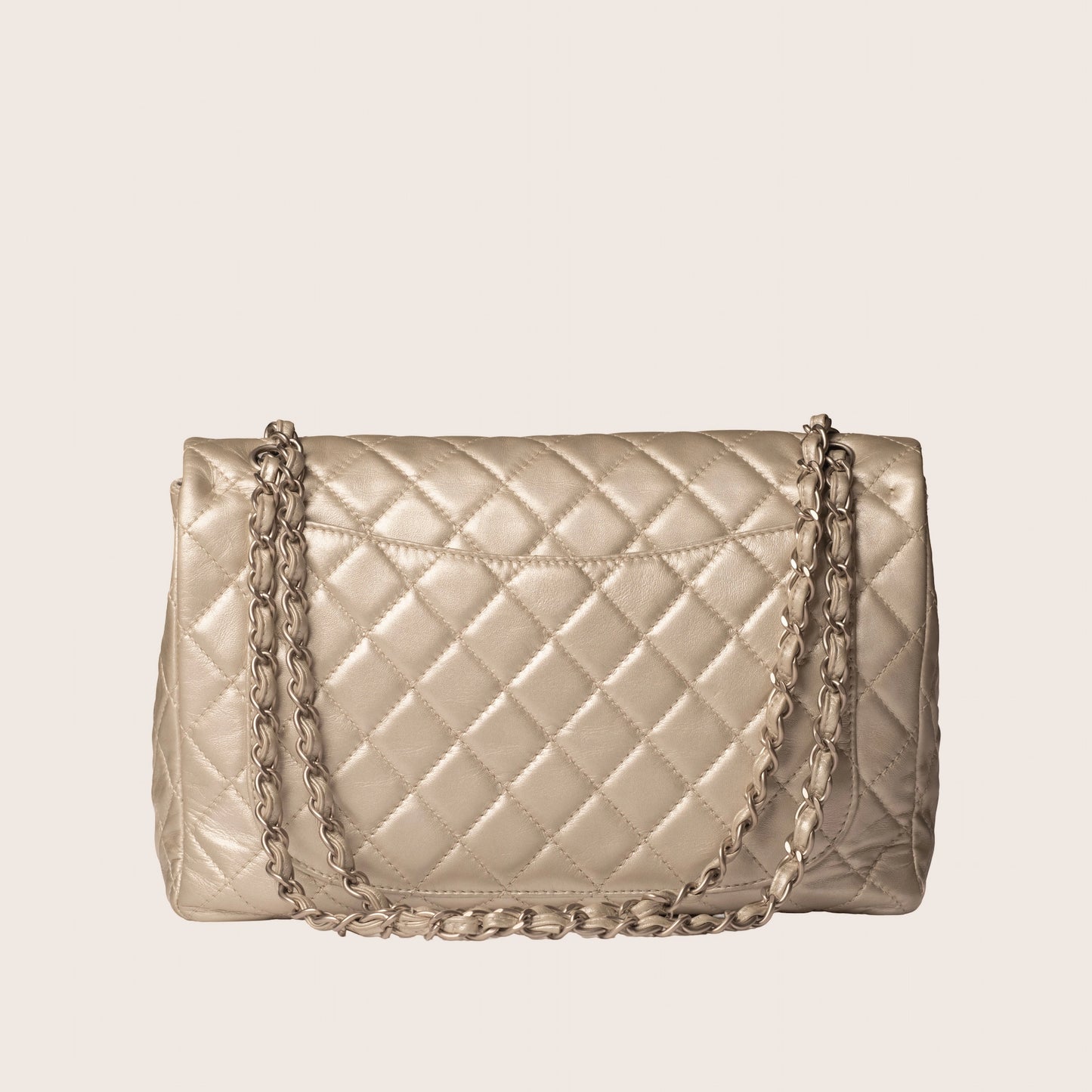 Chanel Vintage Silver Quilted Leather Flap