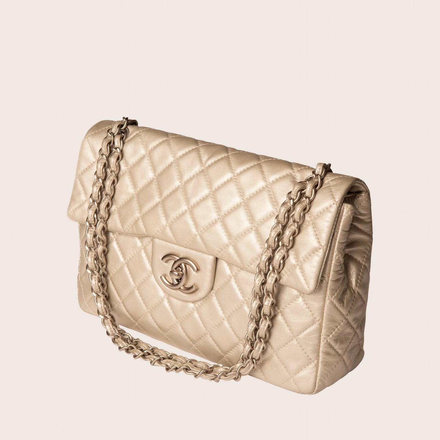 Chanel Vintage Silver Quilted Leather Flap