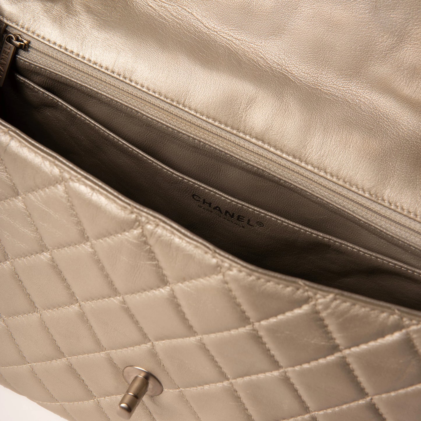 Chanel Vintage Silver Quilted Leather Flap