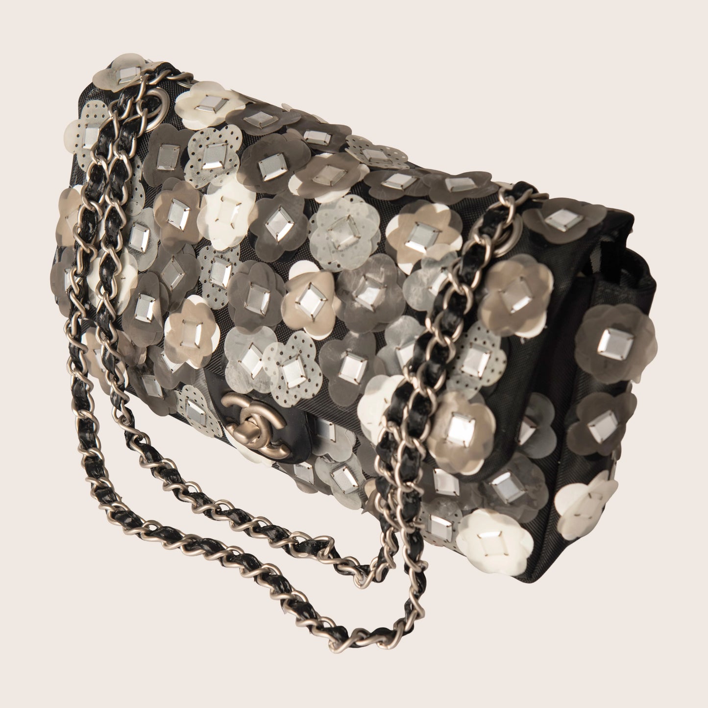 Chanel Mesh Paillette Sequin Flap Black