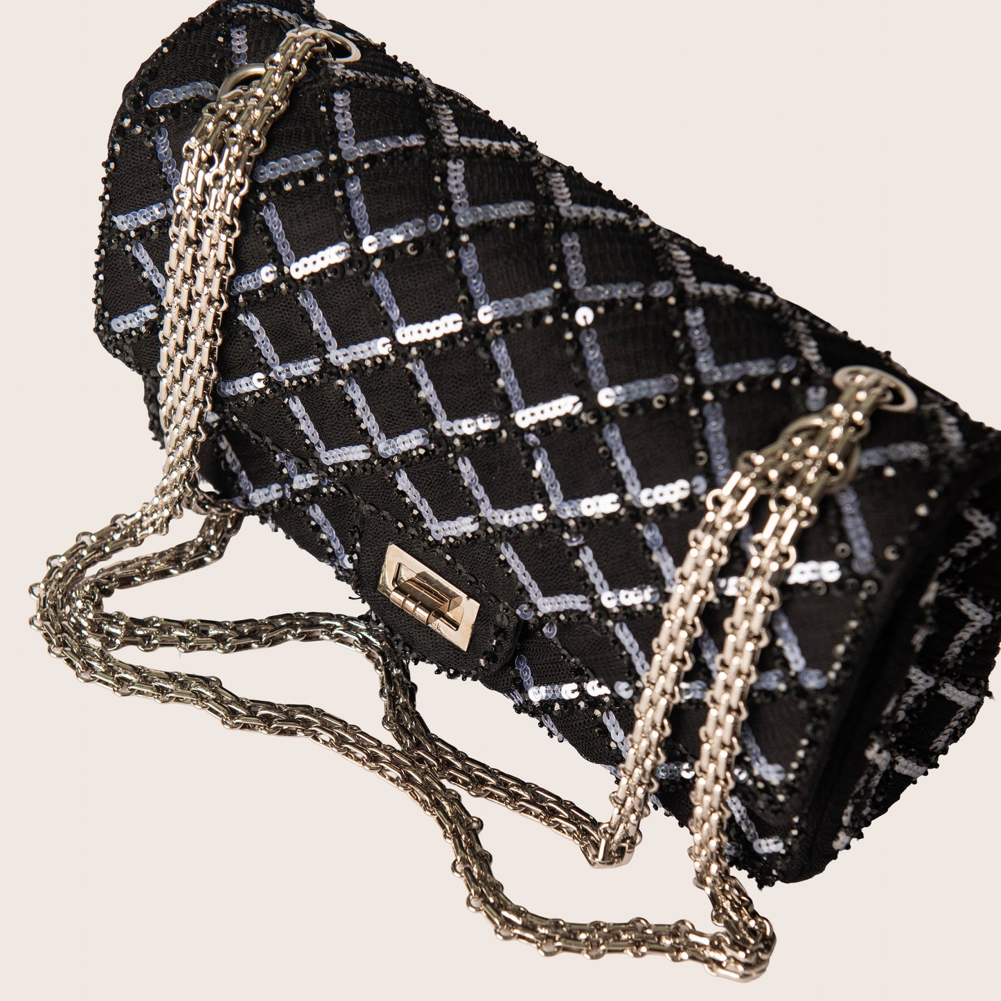 Chanel Reissue 2.55 Flap Bag in Black Sequin Tweed