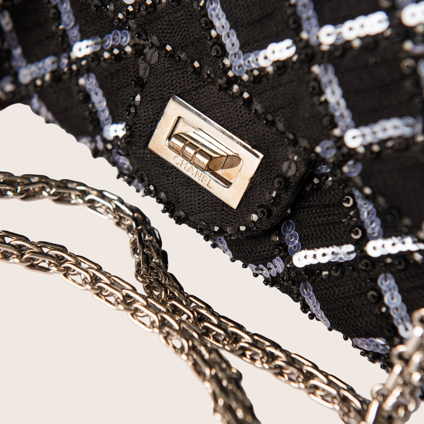 Chanel Reissue 2.55 Flap Bag in Black Sequin Tweed
