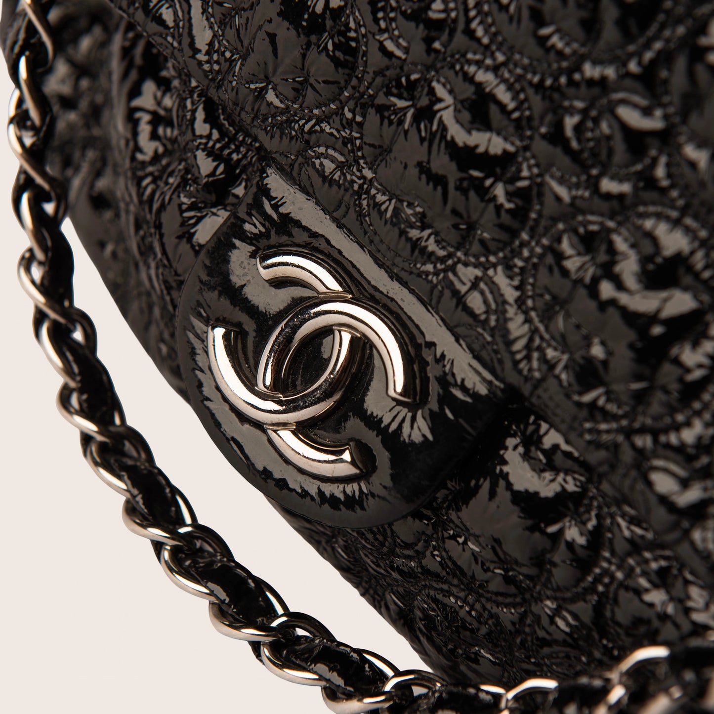 Chanel Black Vinyl Rock in Moscow Jumbo Classic Flap Bag
