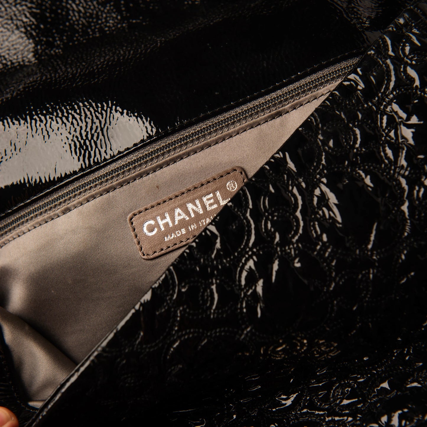 Chanel Black Vinyl Rock in Moscow Jumbo Classic Flap Bag