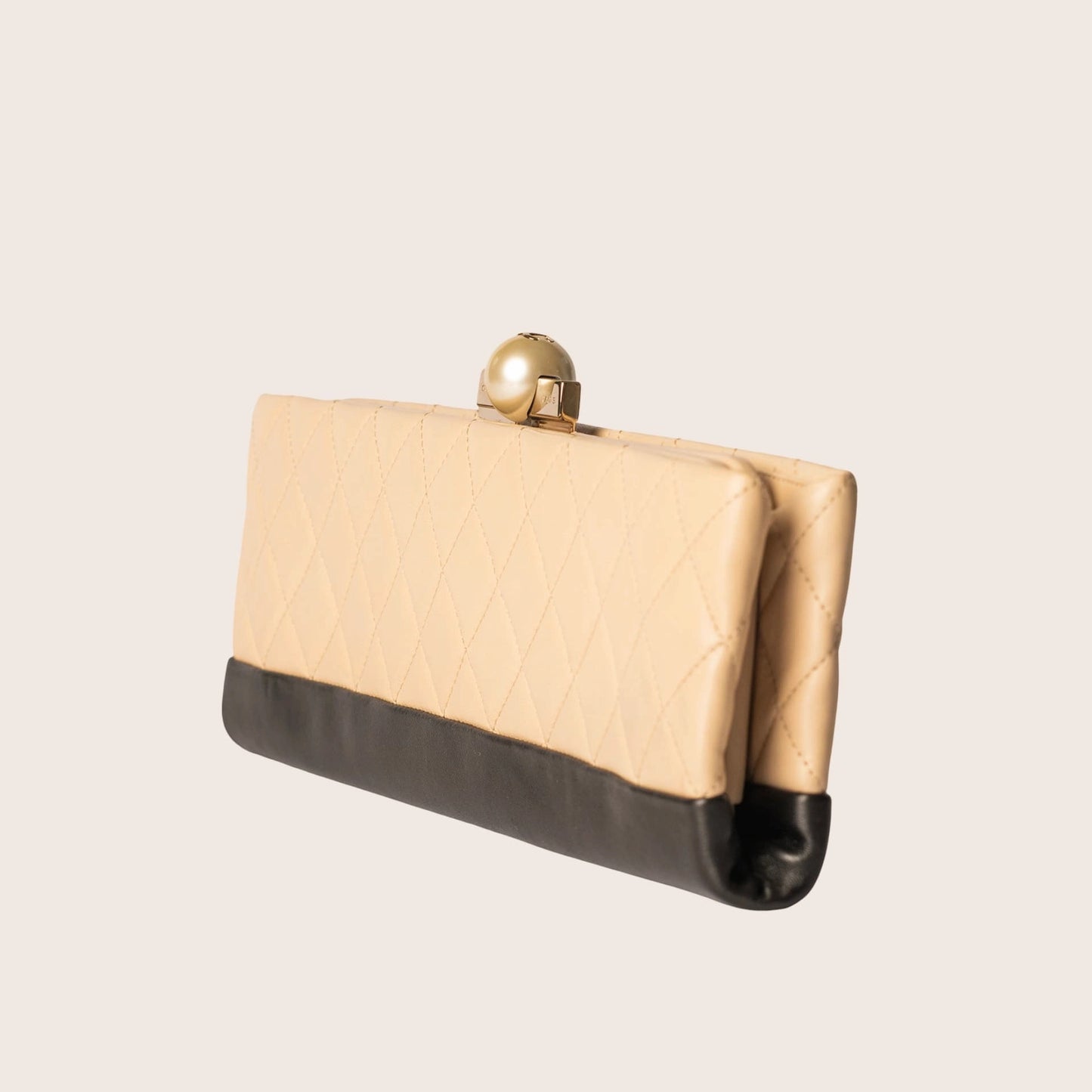 Chanel Quilted Leather Clutch with Pearl Closure