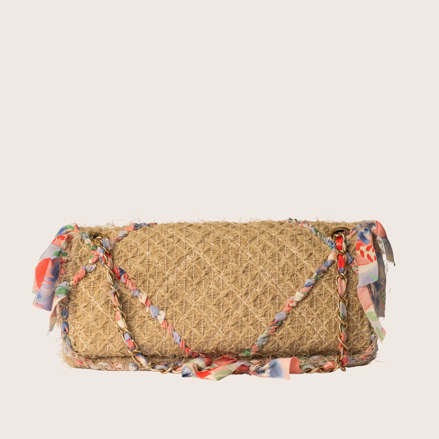 Chanel 2009-2010 CC Straw Country Flap Shoulder Bag