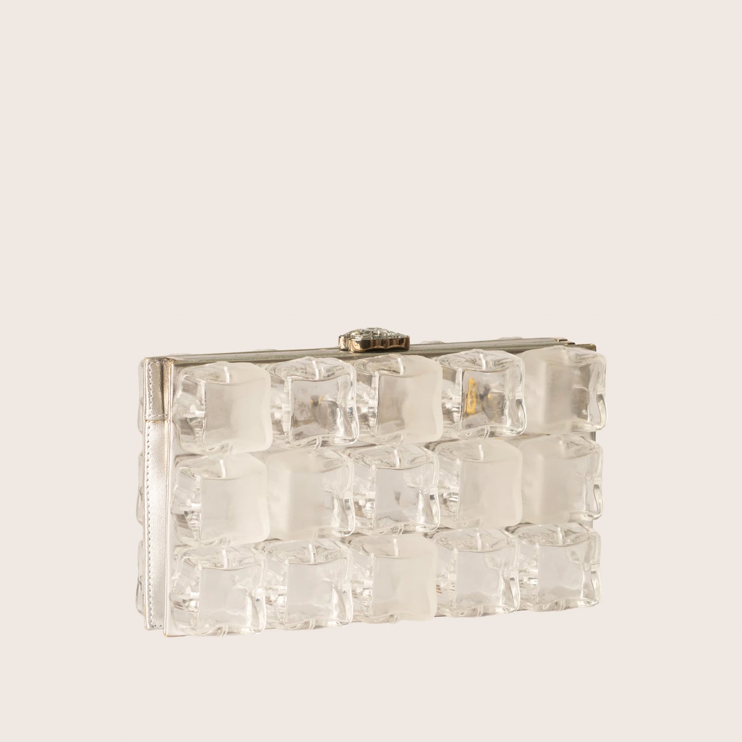 Chanel Fall/Winter 2010 Limited Edition Ice Cube Minaudiere Silvery Metallic Leather
