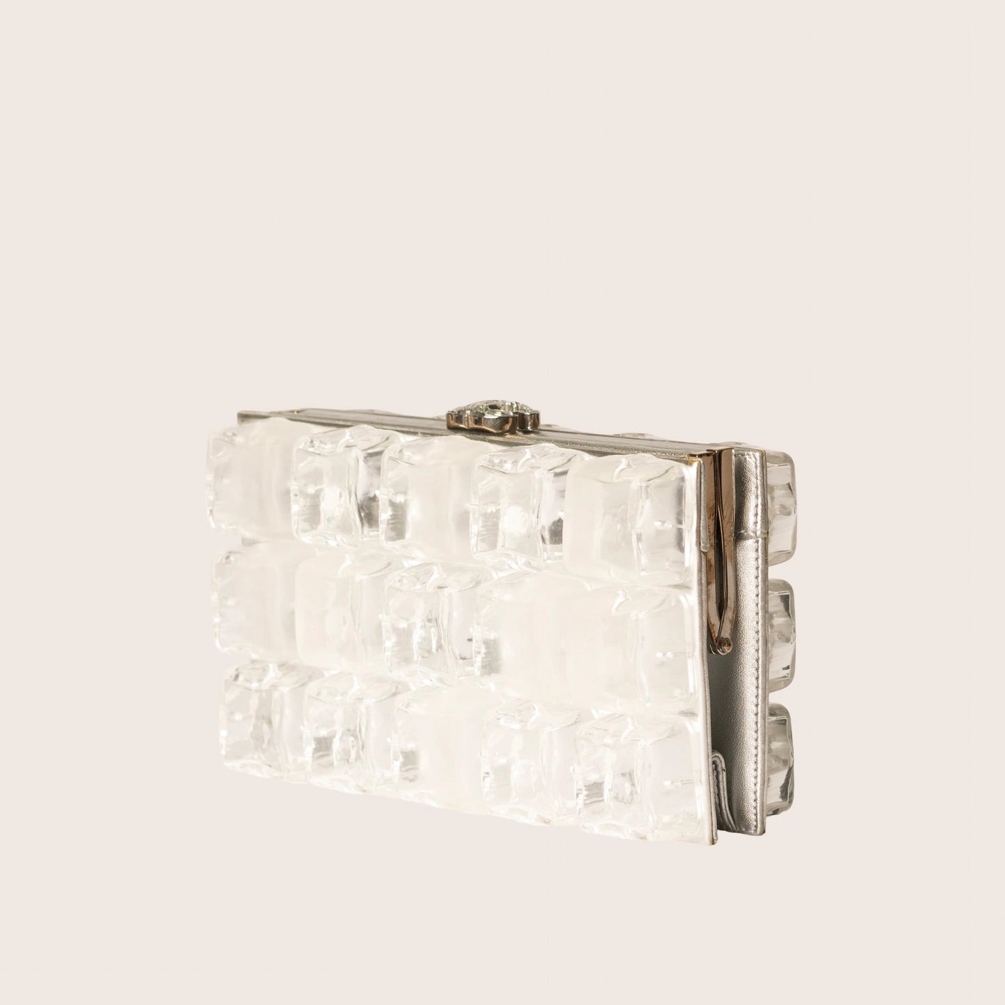 Chanel Fall/Winter 2010 Limited Edition Ice Cube Minaudiere Silvery Metallic Leather