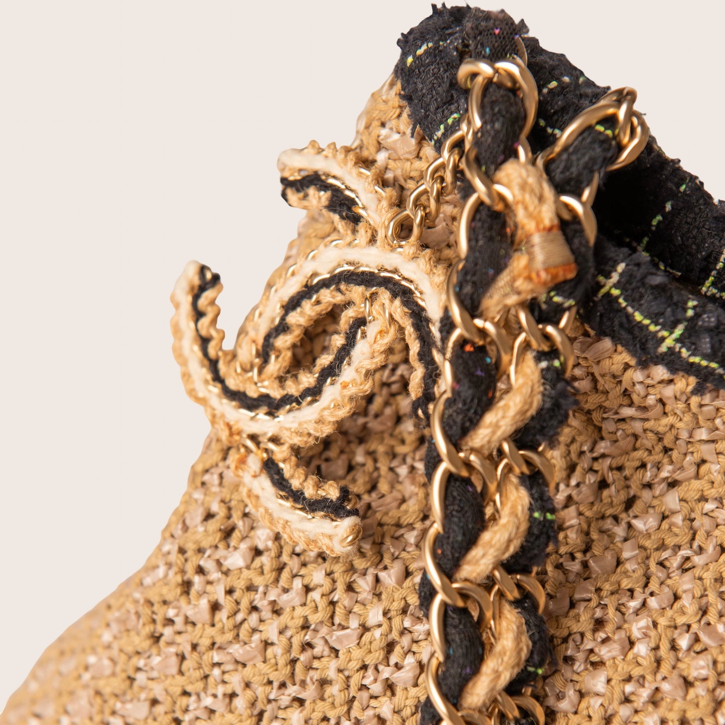 Chanel Woven Raffia Camellia Tote Bag