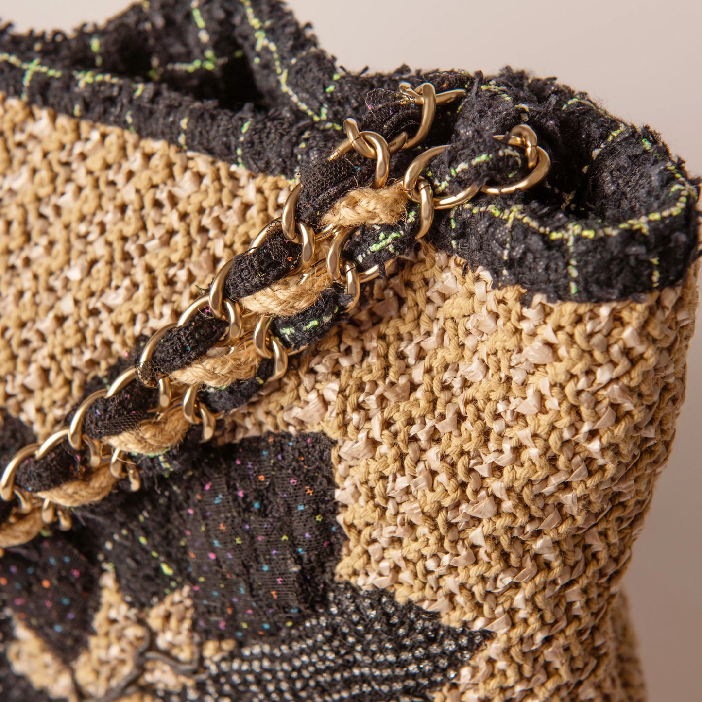 Chanel Woven Raffia Camellia Tote Bag