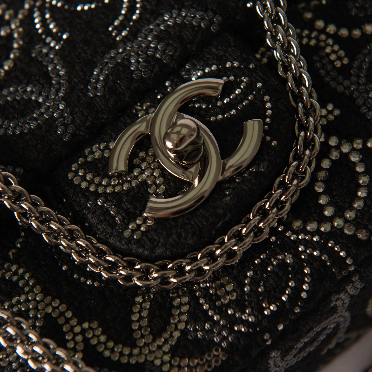 Chanel Black Tweed and Strass Crystal Paris-Shanghai Pudong Medium Flap Bag