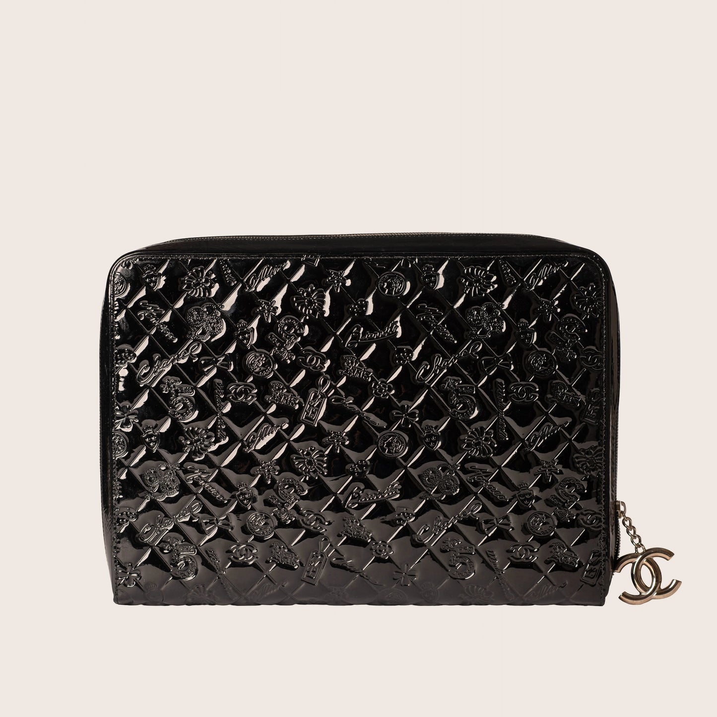 Chanel 2009 Black Patent Leather Business Bag