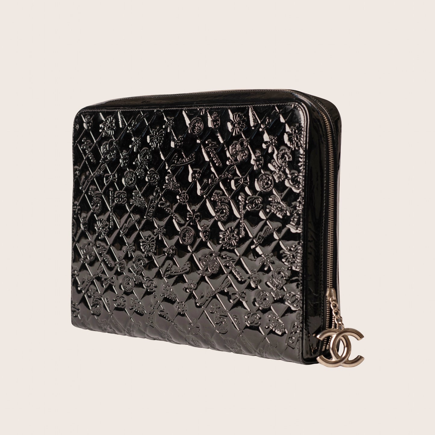 Chanel 2009 Black Patent Leather Business Bag