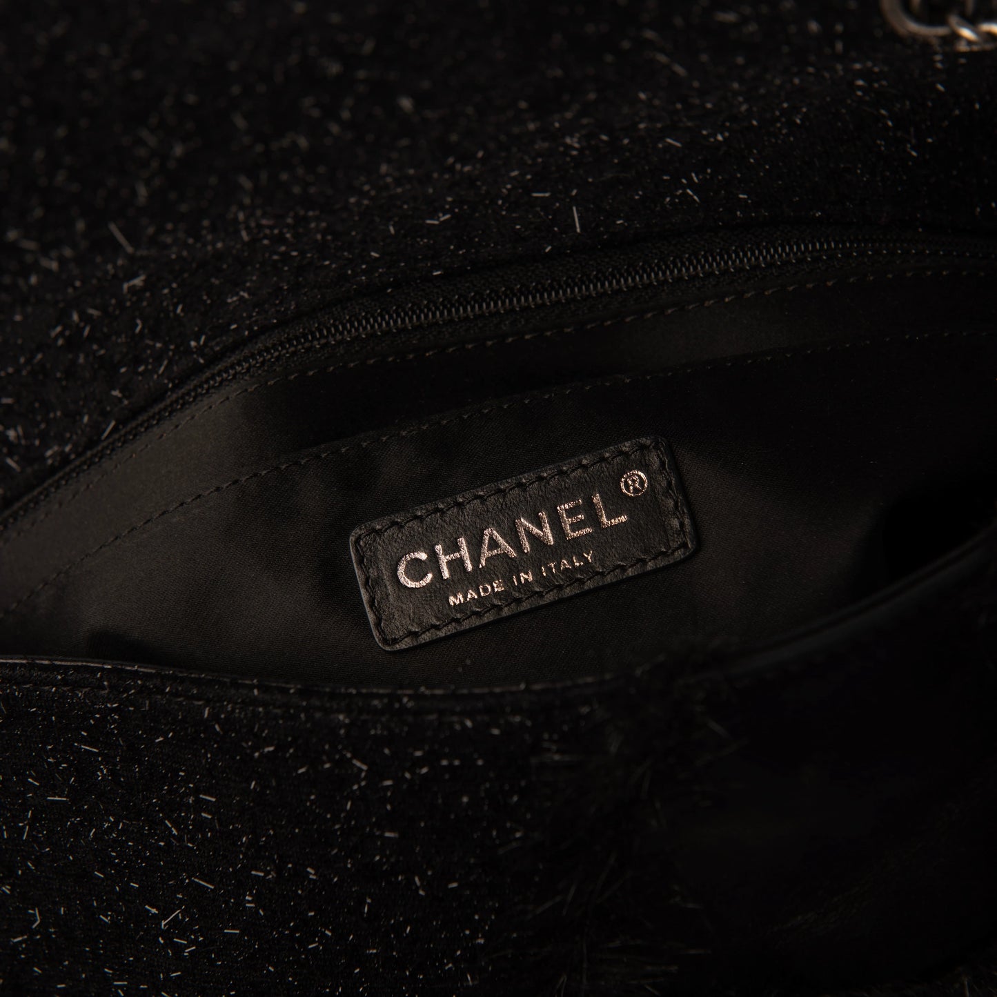 Chanel 2011 Tweed Fabric, Leather, and Fantasy Fur Patchwork Jumbo Single Flap Bag